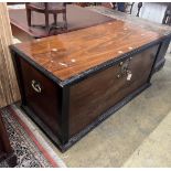 A large 18th century brass mounted Dutch colonial hardwood trunk, length 166cm, depth 75cm, height