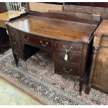 An Edwardian mahogany bow front kneehole washstand, width 122cm, depth 58cm, height 86cm