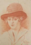 Edgar Anderson, early 20th century sanquine chalk on paper, Portrait of Dorothy May Anderson, signed