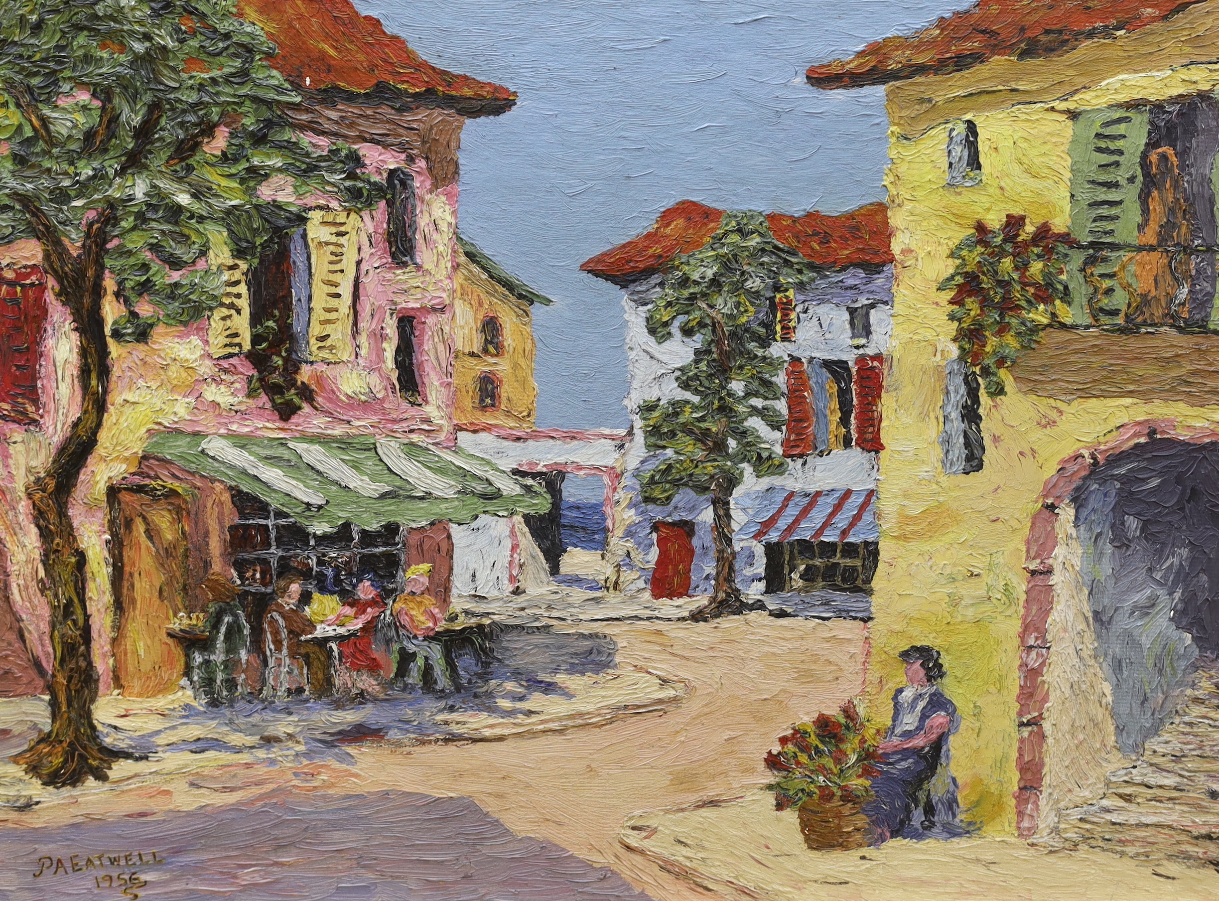 P A Eatwell, oil on board, Continental street scene, signed and dated, together with a similar - Image 3 of 3