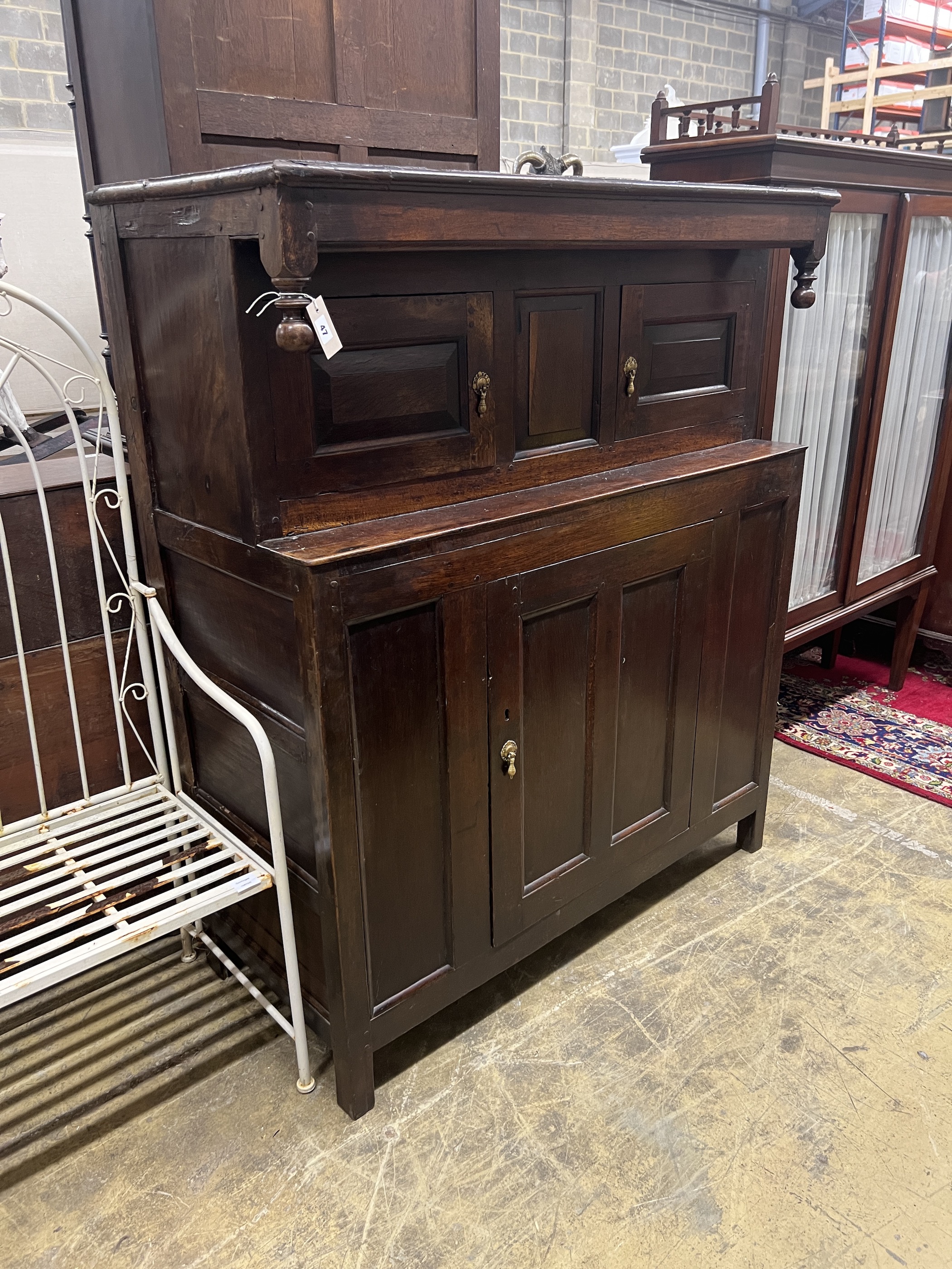 An 18th century oak court cupboard, width 124cm, depth 54cm, height 148cm - Image 2 of 4