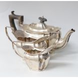 A George V three piece silver teaset, Birmingham 1920, gross 636 grams