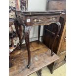 A late Victorian mahogany envelope card table, width 51cm, depth 51cm, height 75cm