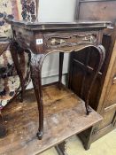 A late Victorian mahogany envelope card table, width 51cm, depth 51cm, height 75cm