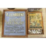A framed F.J. Lardent Sight Speciality Sign and a jigsaw puzzle
