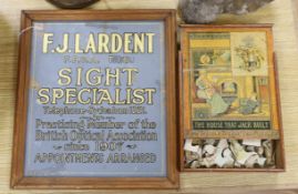 A framed F.J. Lardent Sight Speciality Sign and a jigsaw puzzle