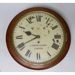 A Victorian mahogany wall fusee clock, with VR cypher, the dial inscribed J Smith & Sons London,