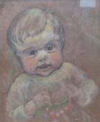 Horace Mann Livens (1862-1936), oil on canvas, Study of an infant, initialled, 37 x 30cm