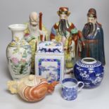 A quantity of 20th century Chinese ceramics. Tallest 31cm