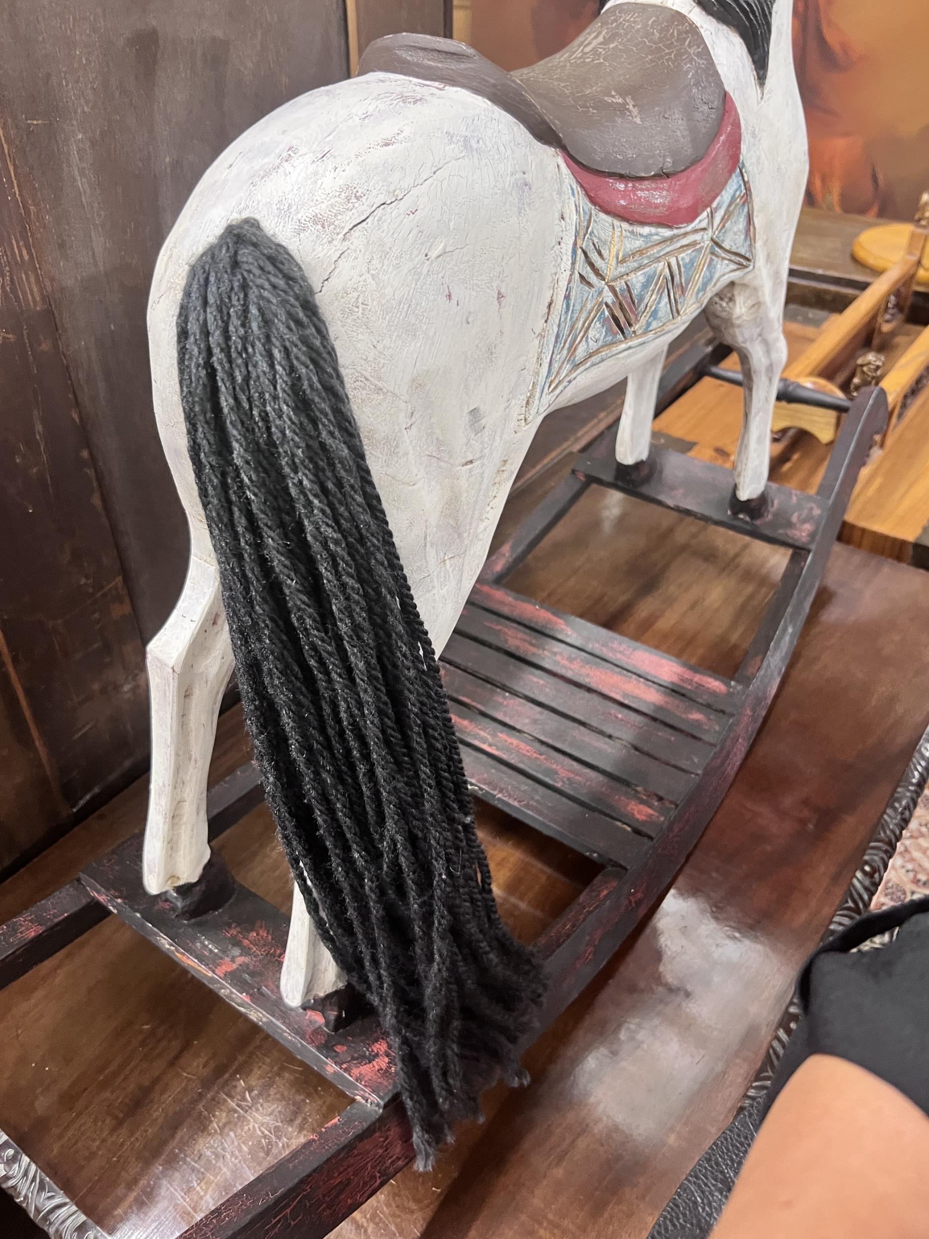 A Victorian style painted hardwood rocking horse, height 80cm - Image 4 of 4