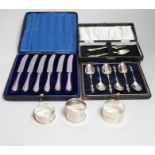 A cased of six George V silver apostle teaspoons, Sheffield 1917, 92 grams, a cased two piece