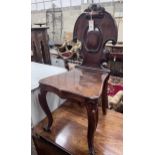 A Victorian mahogany hall chair, height 90cm