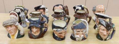 Fifteen Royal Doulton character jugs including Henry VIII D6642, Catherine Howard D6645, Sir Francis