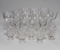 A set of eight 20th century air twist champagne coupe glasses, five others and five custard