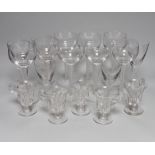 A set of eight 20th century air twist champagne coupe glasses, five others and five custard