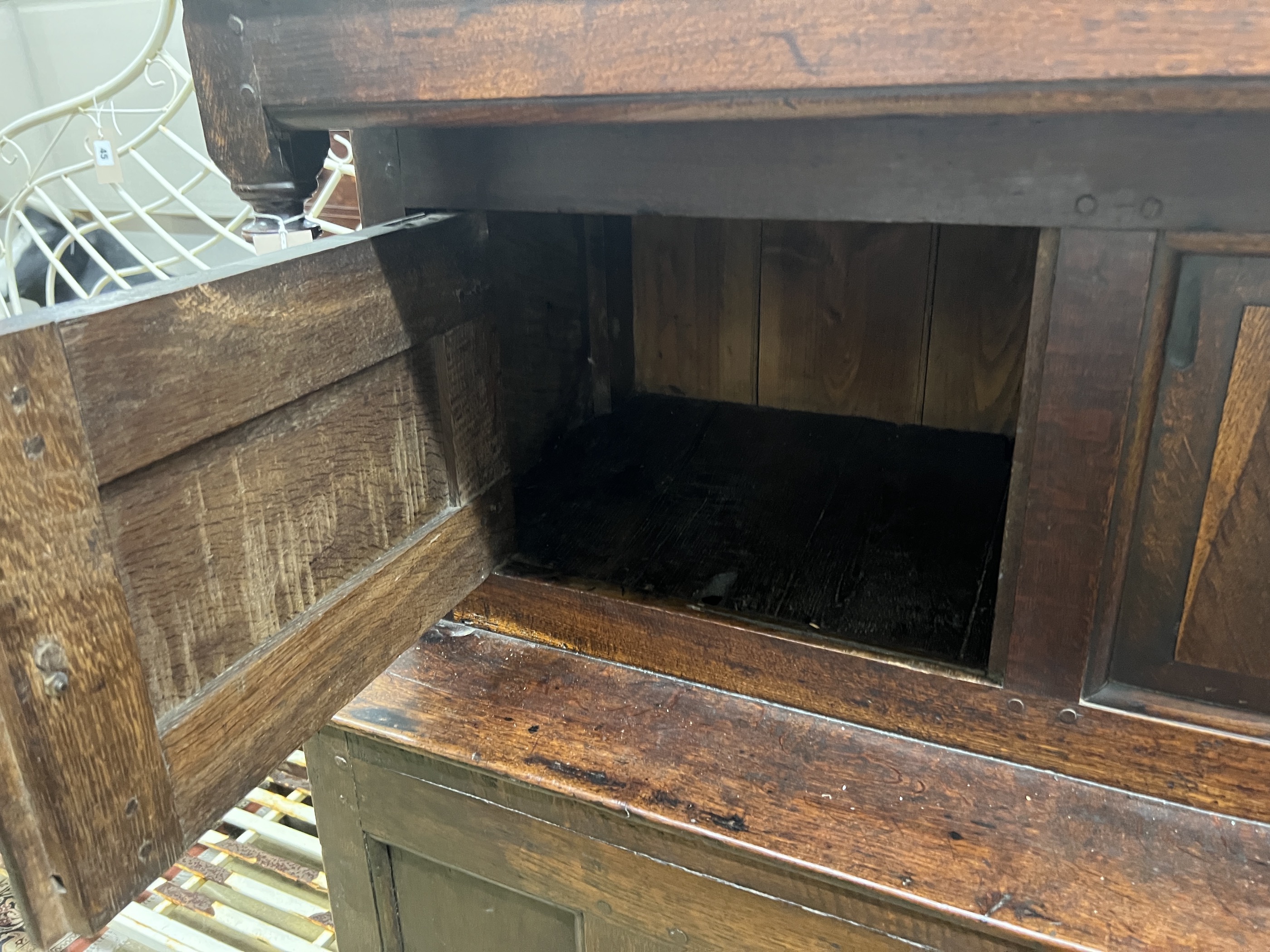 An 18th century oak court cupboard, width 124cm, depth 54cm, height 148cm - Image 3 of 4