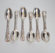 A set of six William IV / Victorian silver Kings pattern dessert spoons, maker Mary Chawner, 1836/