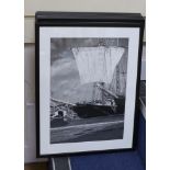 A set of six black and white photographic prints including Sussex landscapes, 38 x 27cm