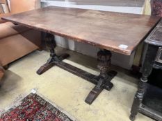 A 1920's Jacobean revival rectangular oak refectory table, length 151cm, depth 76cm, height 75cm