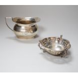 An Edwardian pierced silver bon bon dish, Mappin & Webb, London 1903, 11cm, 153 grams, and a