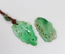 Two jadeite carvings, fish and fruit