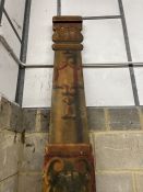 A pair of painted wood fairground columns, width 26cm, height 310cm