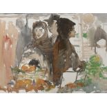 Charles Mozley (1915-1991), watercolour, Orange sellers, signed, 73 x 53cm