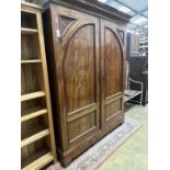 A 19th century Continental mahogany two door wardrobe, width 170cm, depth 62cm, height 218cm