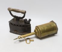 An early iron and a 'meat jack' with key