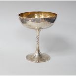 An Edwardian planished silver champagne coupe, makers Mappin & Webb, London 1903, 145 grams