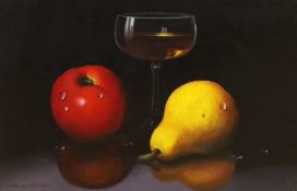 Alex Wilson (20thC), oil on board, Still life of fruit, signed, 29 x 19cm