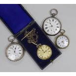 A late Victorian silver keywind pocket watch retailed by Kendal & Dent, a Swiss 935 standard