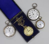 A late Victorian silver keywind pocket watch retailed by Kendal & Dent, a Swiss 935 standard