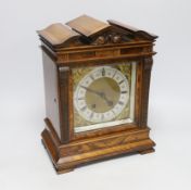 A 19th century walnut and mahogany mantel clock with Black Forest Lenzkirch AUG ‘1 Million’