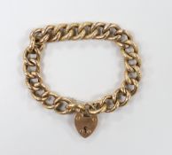 A 9ct engraved rose gold curblink bracelet, gross 22.6 grams