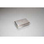 A George III engine turned rectangular silver snuff box, with later internal presentation