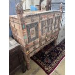 An Indian painted carved hardwood cabinet, width 124cm, depth 43cm, height 125cm