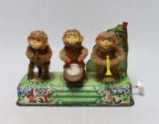 A mechanical ‘Red Hot Rhythm’ toy monkey band - key, no box