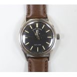 A gentleman's steel Favre-Leuba Sea-King wrist watch, with centre seconds, diameter 3cm