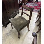 A set of four Regency mahogany dining chairs, width 52cm, height 87cm