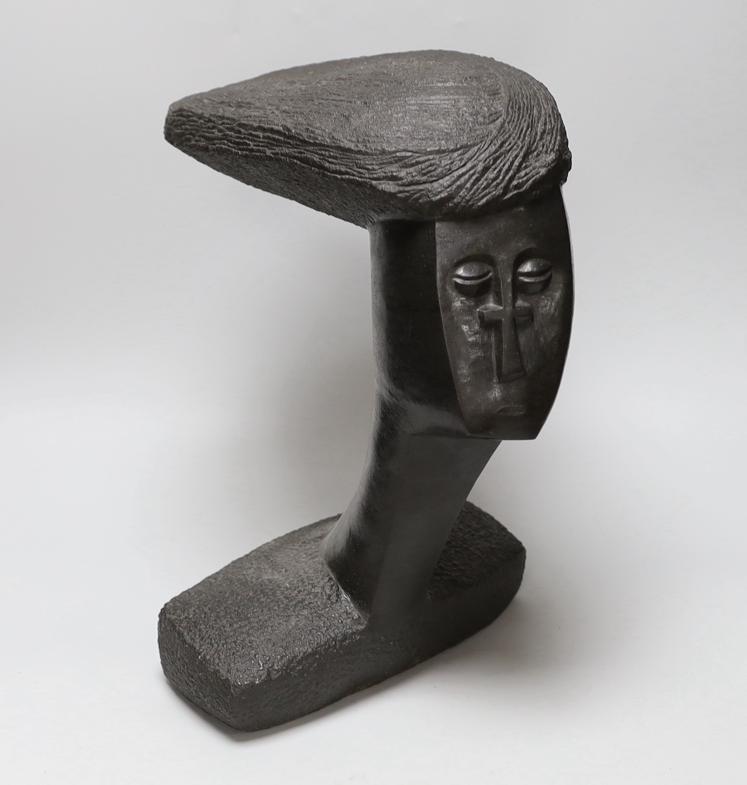 A Zimbabwe basalt head, 37cm high