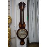 An Edwardian George III style inlaid mahogany barometer, 100cm high