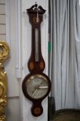 An Edwardian George III style inlaid mahogany barometer, 100cm high