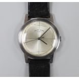 A gentleman's steel Favre-Leuba wrist watch, with centre seconds, number 40333/1442, diameter 3.