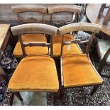 A harlequin set of four Regency dining chairs