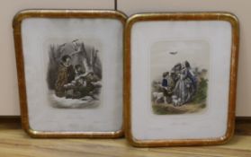 Pair of 19th century French hand coloured lithographs, Pauvres Petits & Pauvre Mère, 41 x 33cm