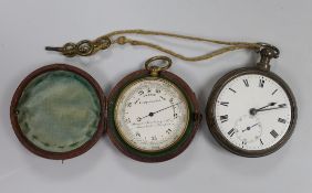 A George III silver pair cased pocket watch with enamel dial and fusee movement, London 1810,