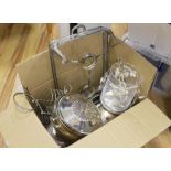 A mixed quantity of silver plate including a teapot and toast rack, the largest 46cm wide