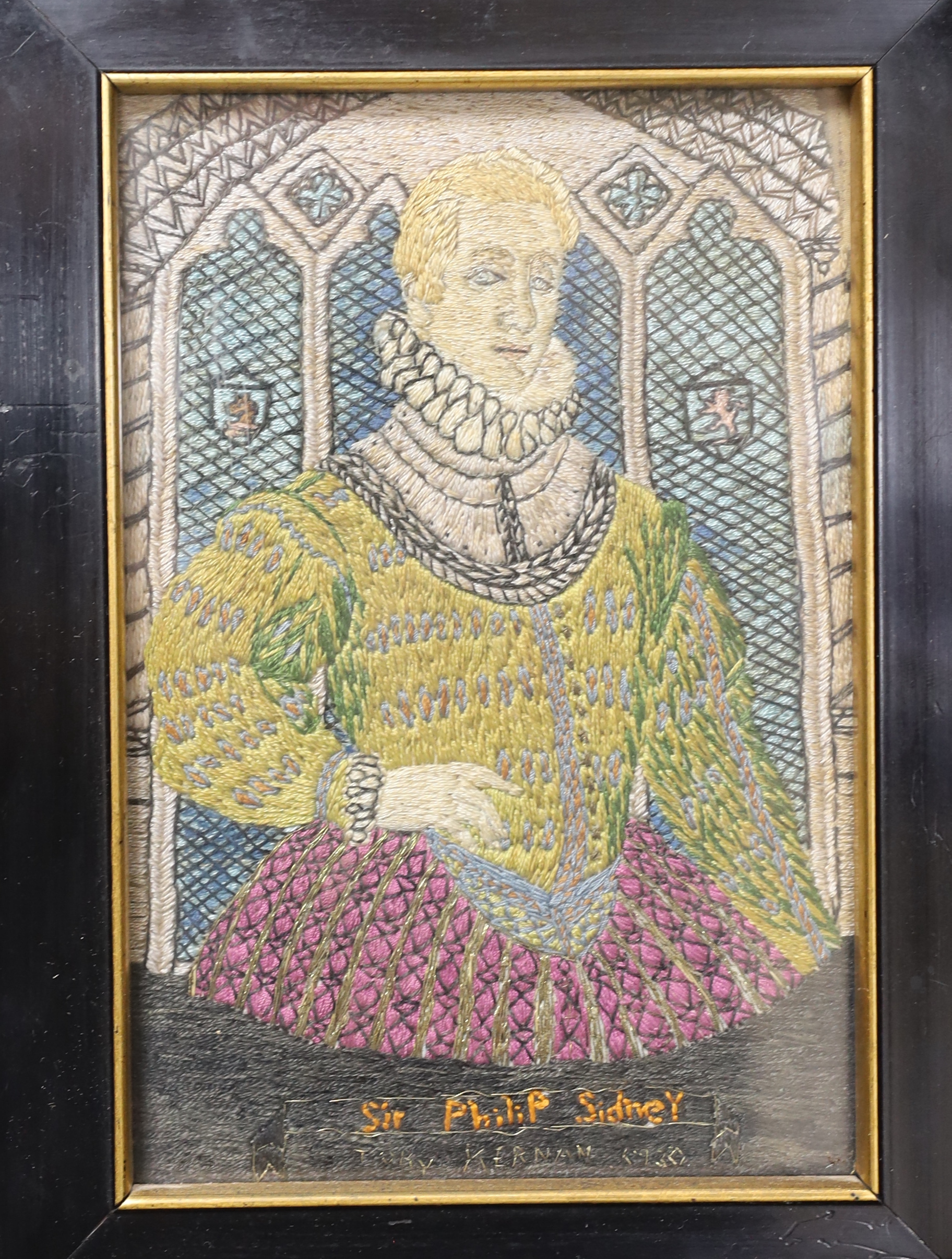 A set of four unusual framed portrait embroideries dated 1930-1931 by Toby Keenan of: Henry VIII, - Image 5 of 5