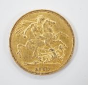 A Victorian 1887 gold sovereign